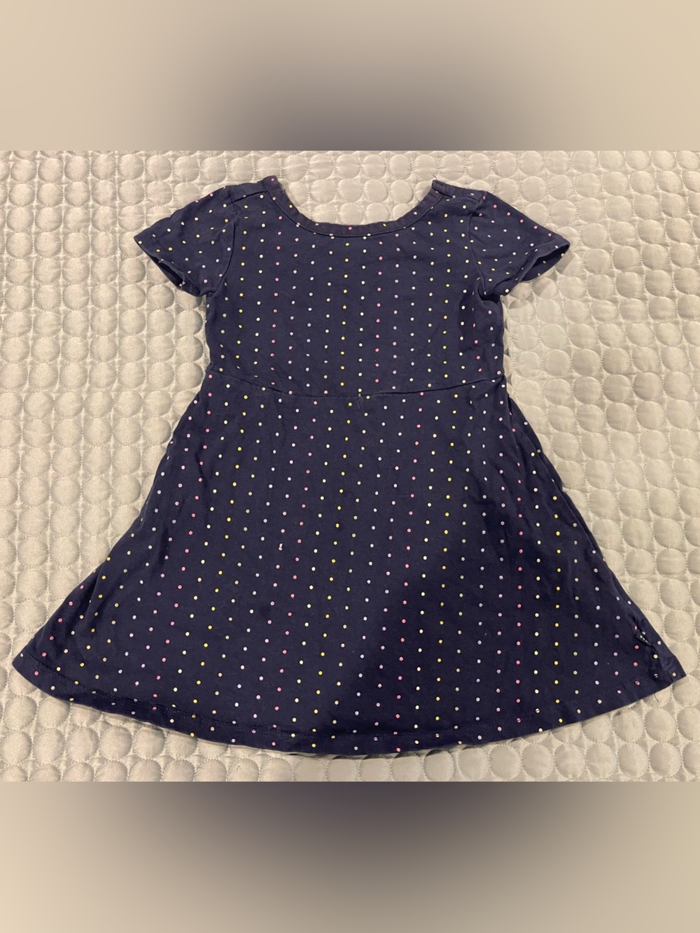 GAP Kids Navy Short-Sleeve Polka Dot Twirl Dress 100% Cotton Sz 4T Preppy Trendy